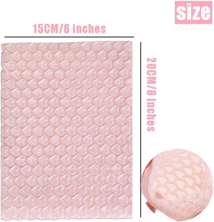 Bubble Thicken Shockproof Shipping Bag Pouches,Light Pink Love Packaging Bags,Jewelry Watch Makeup Bags Gift with Sticker and Decorative Bow,10 Pieces