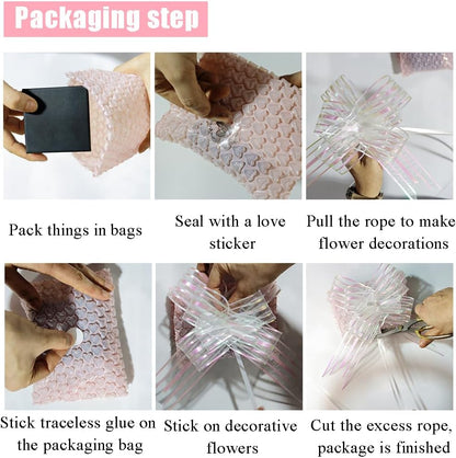 Bubble Thicken Shockproof Shipping Bag Pouches,Light Pink Love Packaging Bags,Jewelry Watch Makeup Bags Gift with Sticker and Decorative Bow,10 Pieces