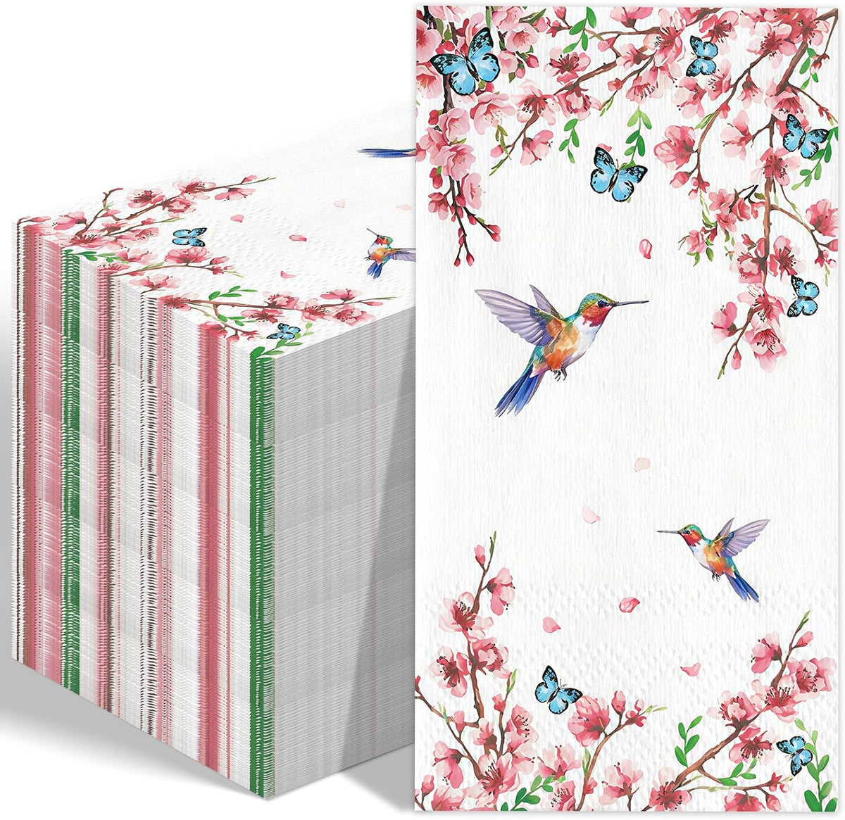 50 Count Disposable Bathroom Hand Towels, Paper Guest Towels for Bathroom, Butterfly Flower Bird Napkin, Disposable Guest Napkins for Birthday and Holiday Party Supplies