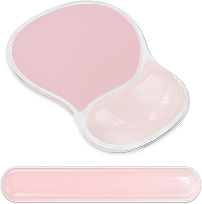 AKIT Ergonomic Mouse Pad with Wrist Rest&Keyboard Wrist Rest Set, Gel, Pink