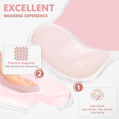 AKIT Ergonomic Mouse Pad with Wrist Rest&Keyboard Wrist Rest Set, Gel, Pink