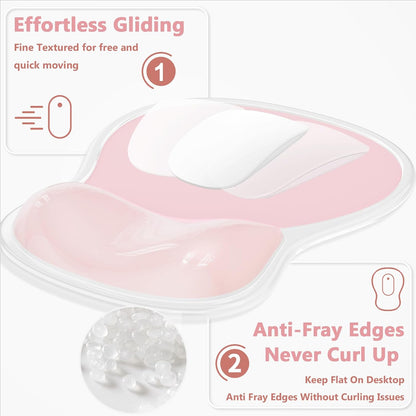 AKIT Ergonomic Mouse Pad with Wrist Rest&Keyboard Wrist Rest Set, Gel, Pink