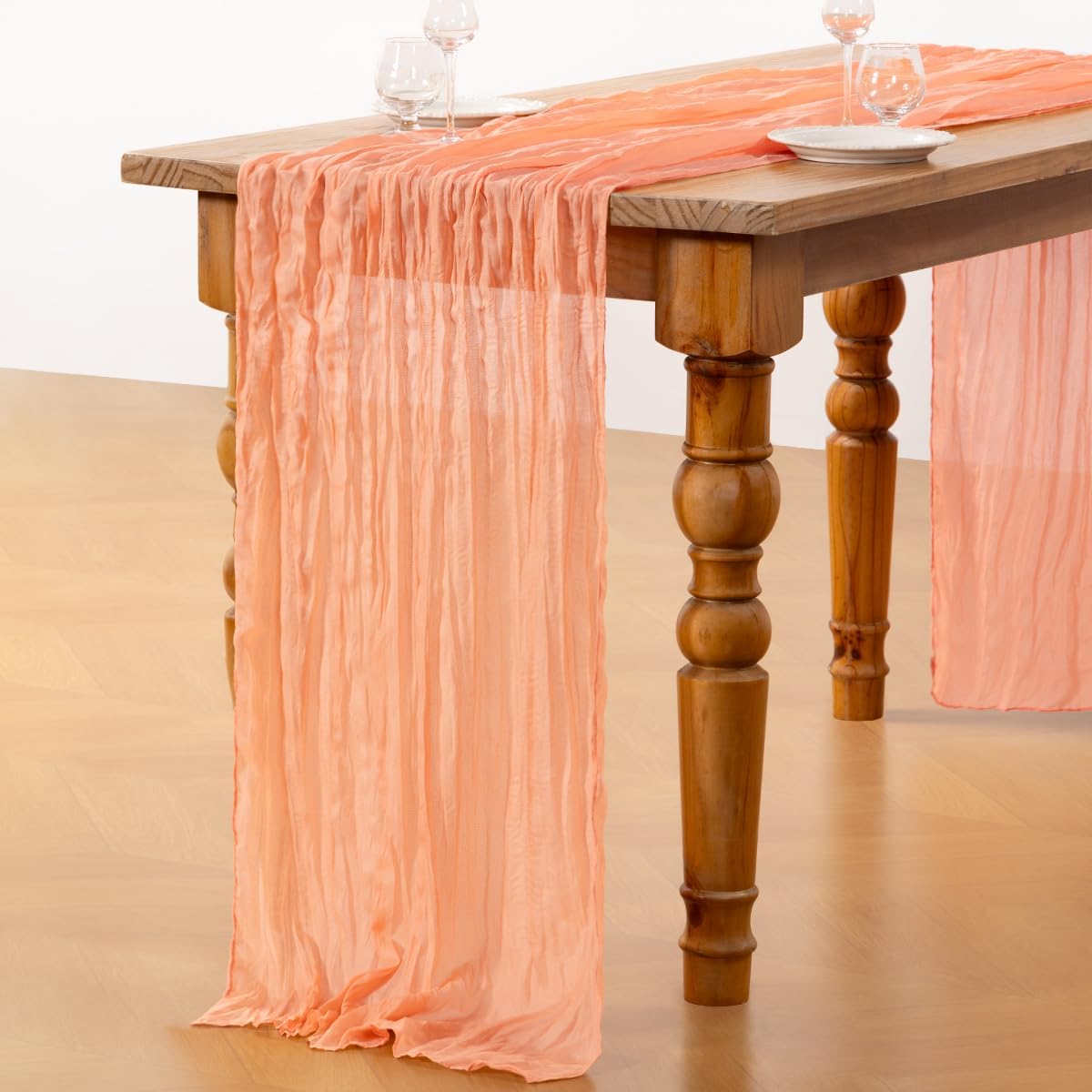 Peach Cheesecloth Table Runner 1 Pack Summer Boho Runner
