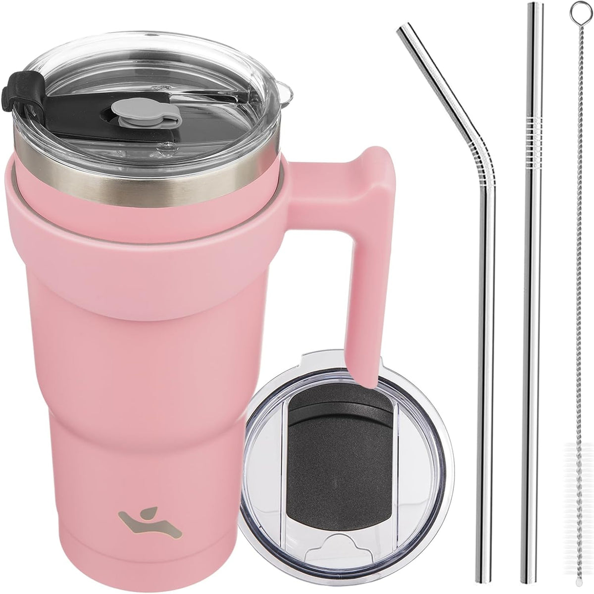 20 oz Tumbler with Handle and Straw, Insulated Travel Mug