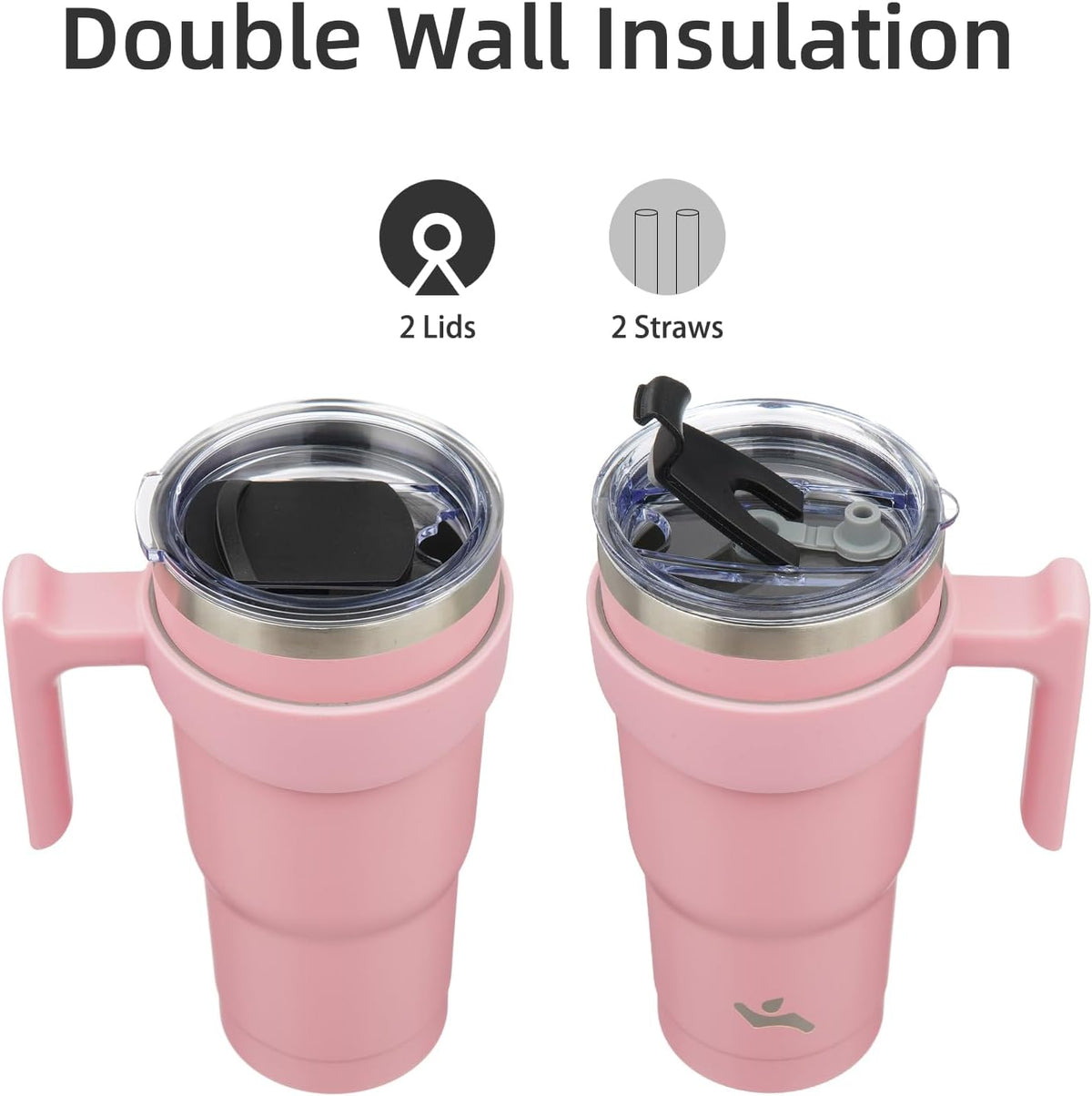 20 oz Tumbler with Handle and Straw, Insulated Travel Mug