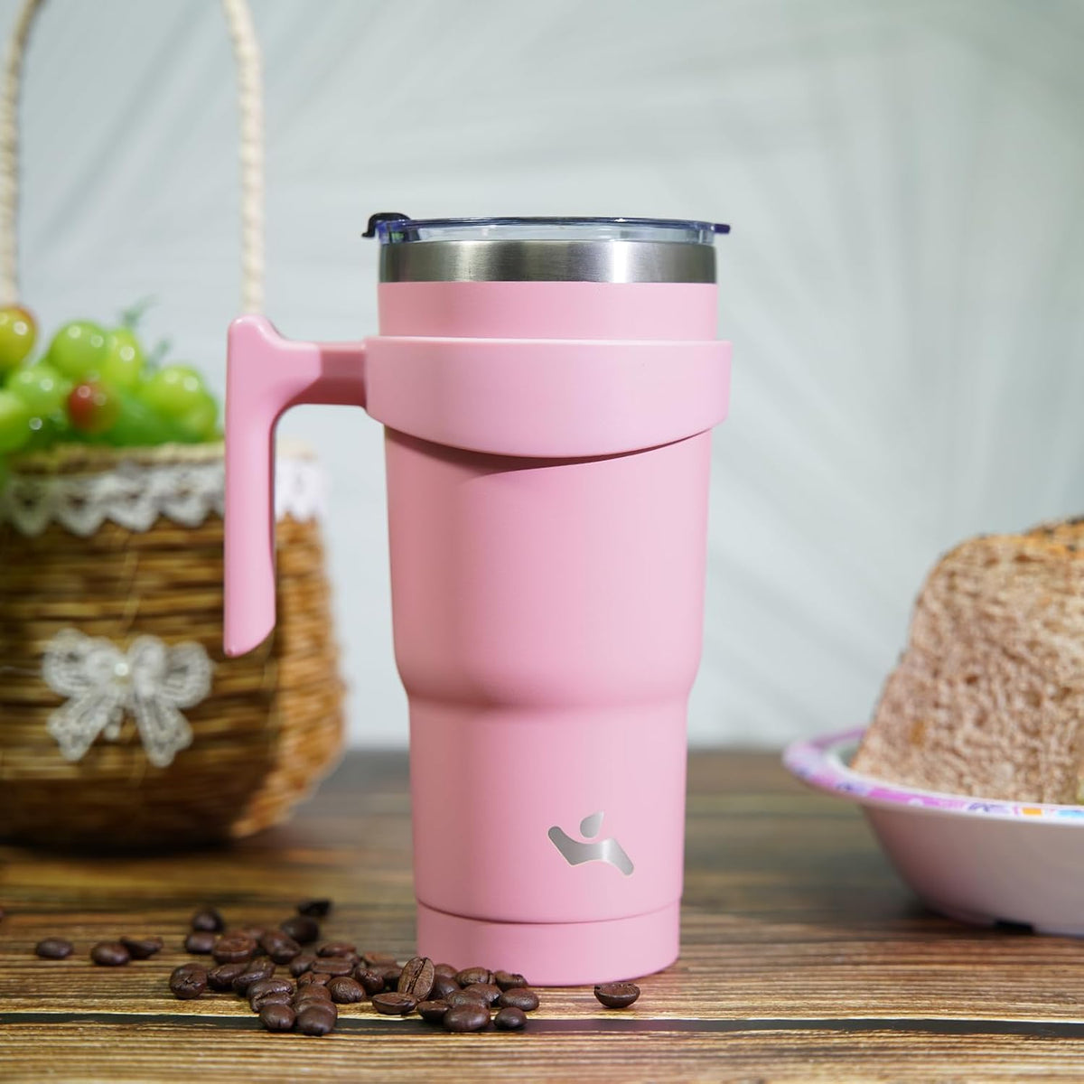 20 oz Tumbler with Handle and Straw, Insulated Travel Mug