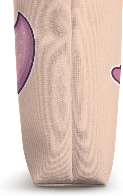 Cute Axolotl Drinking Boba Bubble Tea Love Hearts Peach Pink Tote Bag