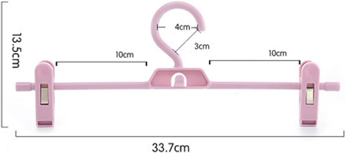 Pants Hangers, 10pcs Adjustable Clothes Hangers with Clips, Portable Drying Rack Travel Plastic Non-Slip Clothes Drying Hanger for Kids Or Adults Garments (Pink)