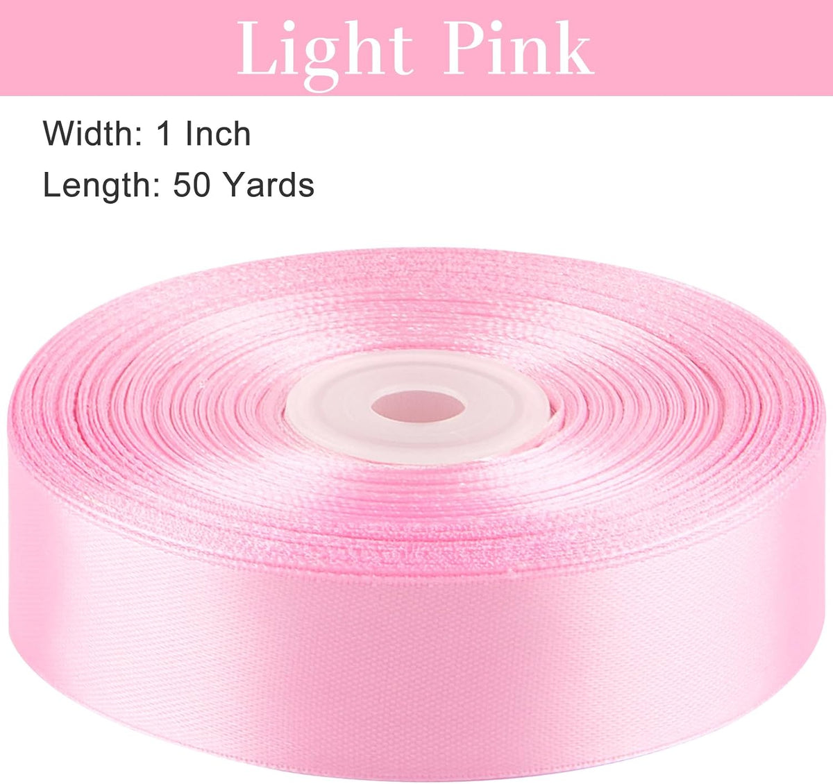 Light Pink Satin Ribbon, 1 Inch, 50 Yards