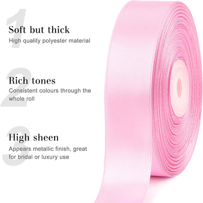 Light Pink Satin Ribbon, 1 Inch, 50 Yards