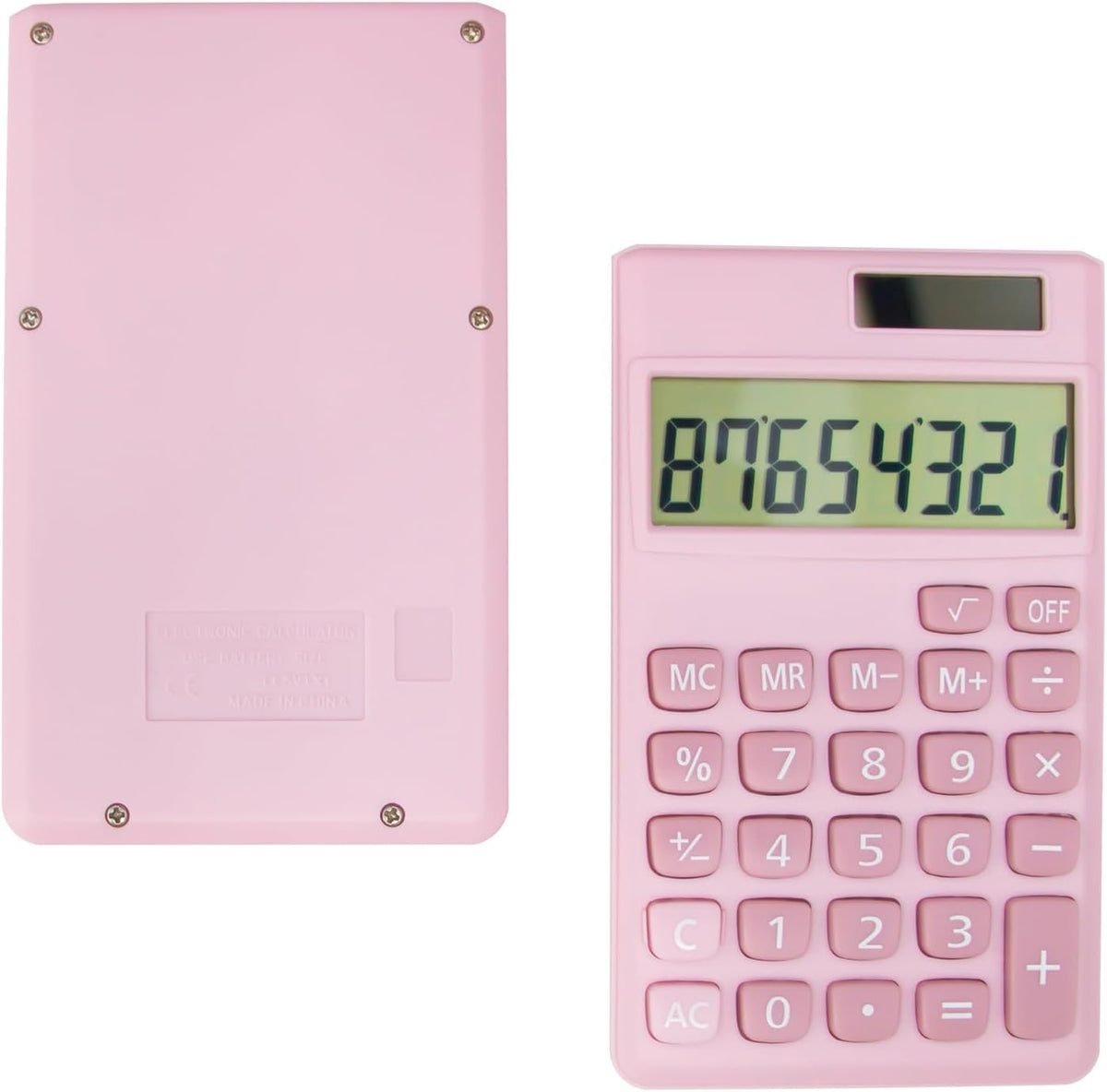 Basic Standard Calculators Small Digital Desktop Calculator with 8-Digit LCD Display, Battery Solar Power Smart Calculator Pocket Size for Kids for Home School (Pink 2pcs)