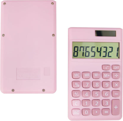 Basic Standard Calculators Small Digital Desktop Calculator with 8-Digit LCD Display, Battery Solar Power Smart Calculator Pocket Size for Kids for Home School (Pink 2pcs)