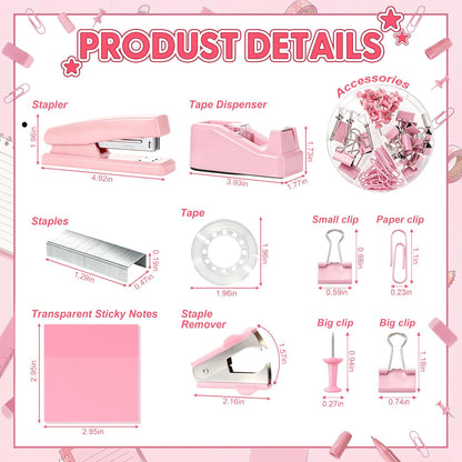 20 Pcs Pink Office Supplies, Desk Accessories and Organizer Set