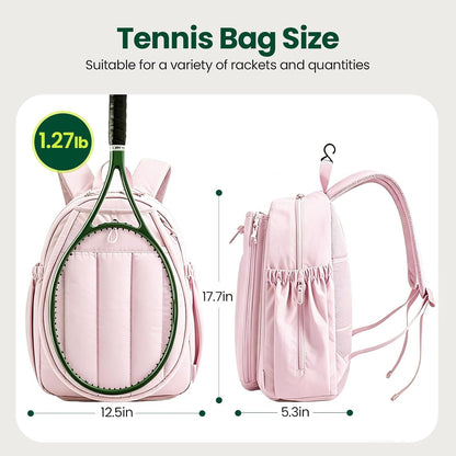 Tennis Bag for Women, Tennis Backpack Holds 2 Rackets