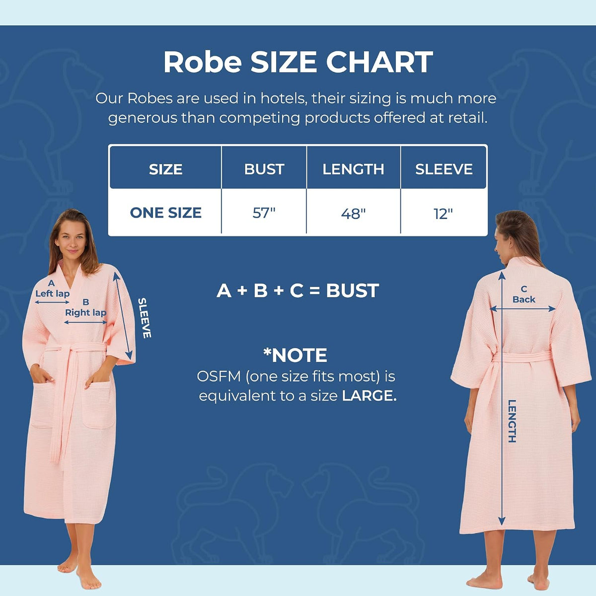 Monarch Square Waffle Spa Kimono Robe for Men or Women