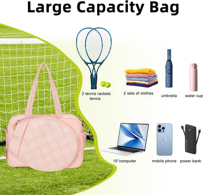 Tennis Bags for Women, Tennis Backpack Pickleball Racket Bags,Water-Resistant Sling Tote Padel Bag for Pickleball Tennis Badminton, Cute Gifts for Women Girl, Duffle Bag Gym Travel