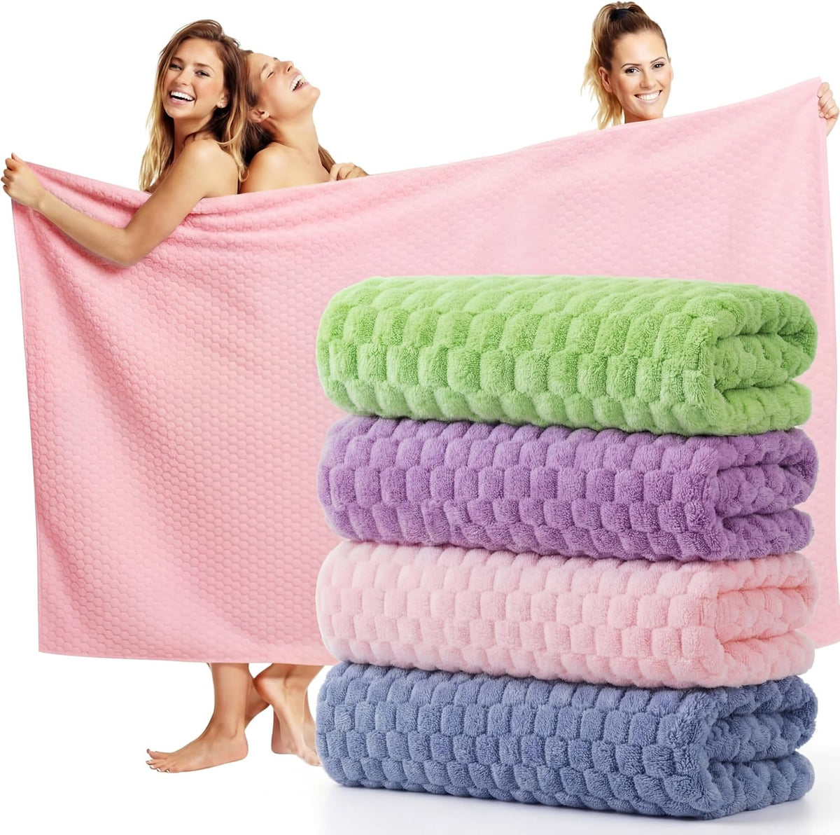 4 Pcs Oversized Bath Towel Extra Large Sheet, Macaron