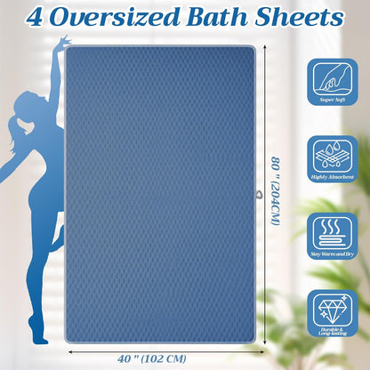 4 Pcs Oversized Bath Towel Extra Large Sheet, Macaron