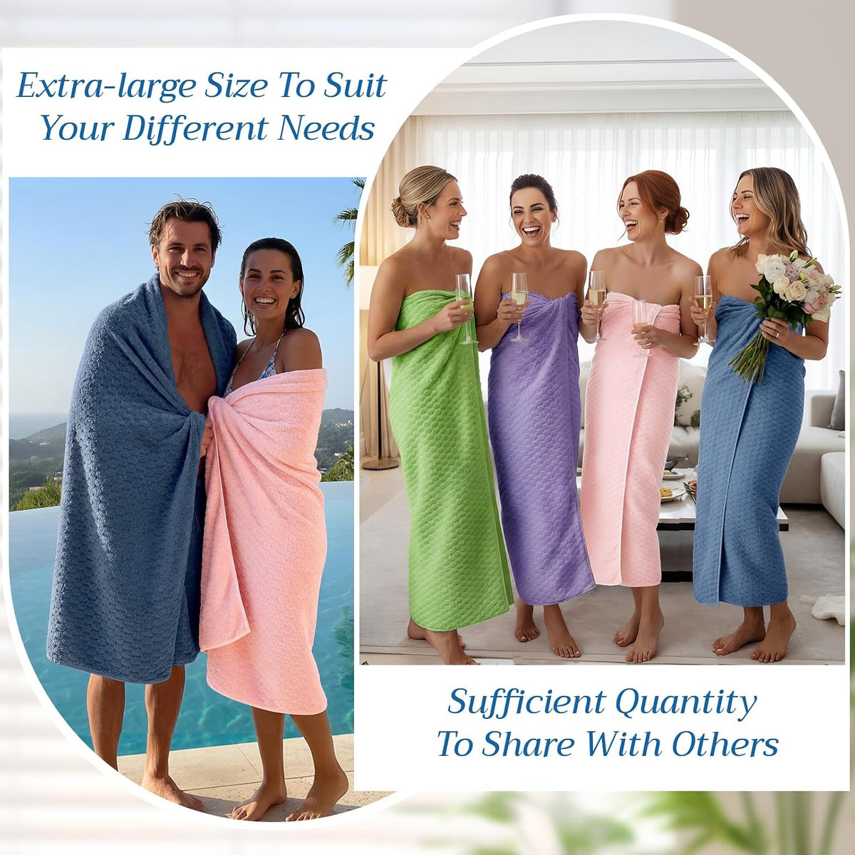4 Pcs Oversized Bath Towel Extra Large Sheet, Macaron