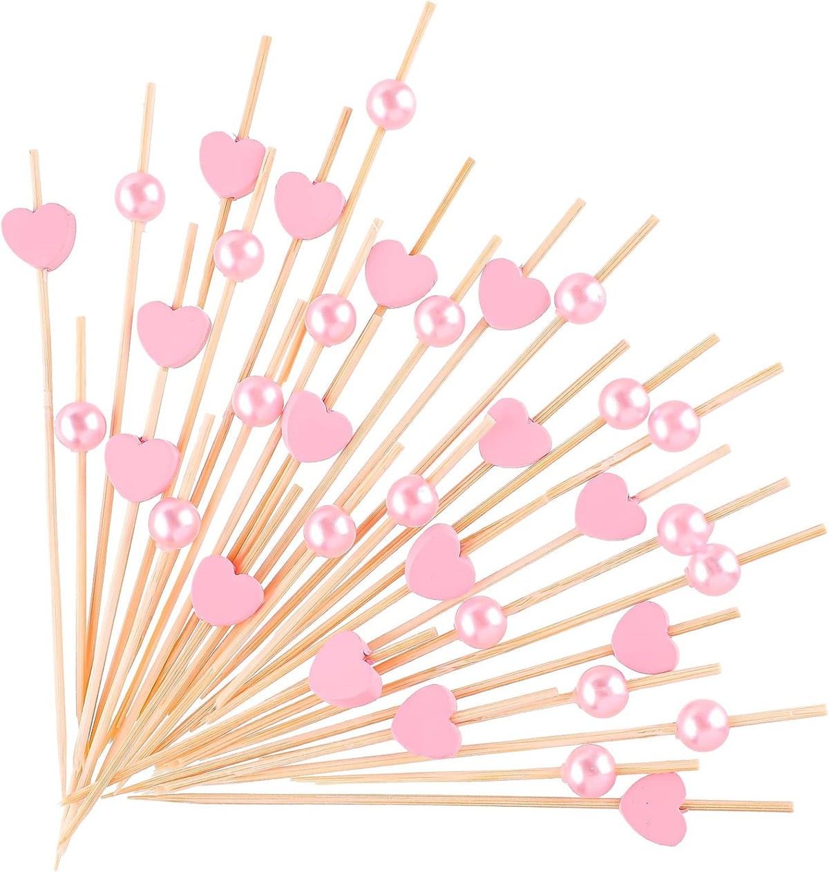 Wedding Pink Cocktail Picks Assorted Red Pink Hearts Red Truck with Heart Bamboo Toothpicks for Valentine's Day Drink Fruit Dessert Food Appetizers Decoration