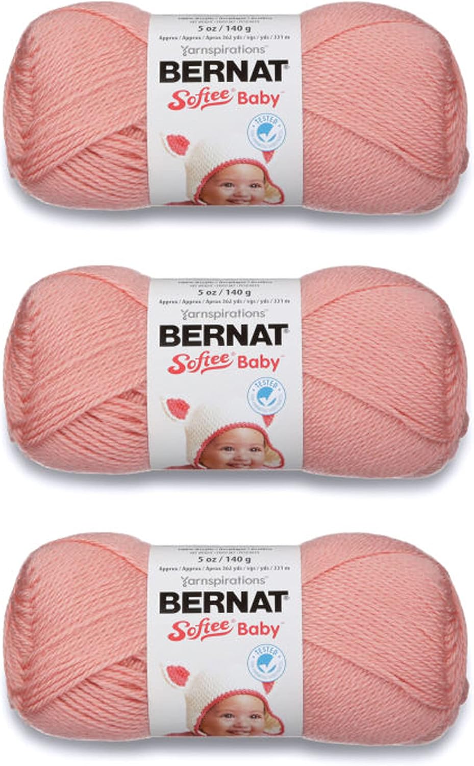Softee Baby Yarn for Crocheting Soft, Soft Peach, 3-Pack
