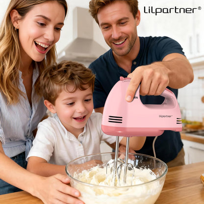 Hand Mixer Electric, Ultra Power Kitchen Hand Mixer With 7-Speed & 5 Stainless Steel Accessories for Whipping Dough, Cream, Cake, Dishwasher Safe, Light Pink