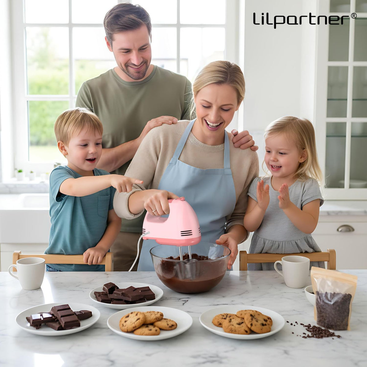 Hand Mixer Electric, Ultra Power Kitchen Hand Mixer With 7-Speed & 5 Stainless Steel Accessories for Whipping Dough, Cream, Cake, Dishwasher Safe, Light Pink