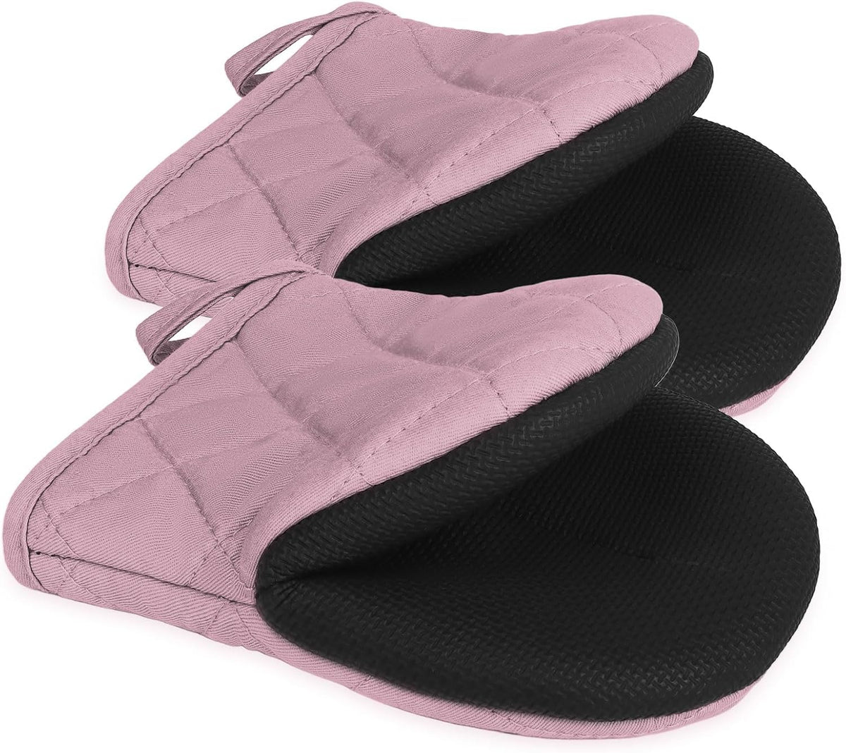 Mini Oven Mitts 2-Pack, 7"x5.5", 500°F Silicone Grip, Light Pink