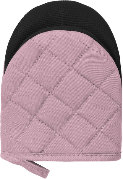 Mini Oven Mitts 2-Pack, 7"x5.5", 500°F Silicone Grip, Light Pink