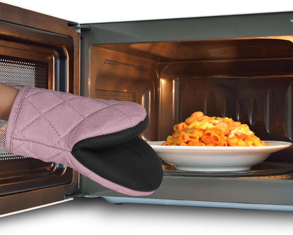 Mini Oven Mitts 2-Pack, 7"x5.5", 500°F Silicone Grip, Light Pink