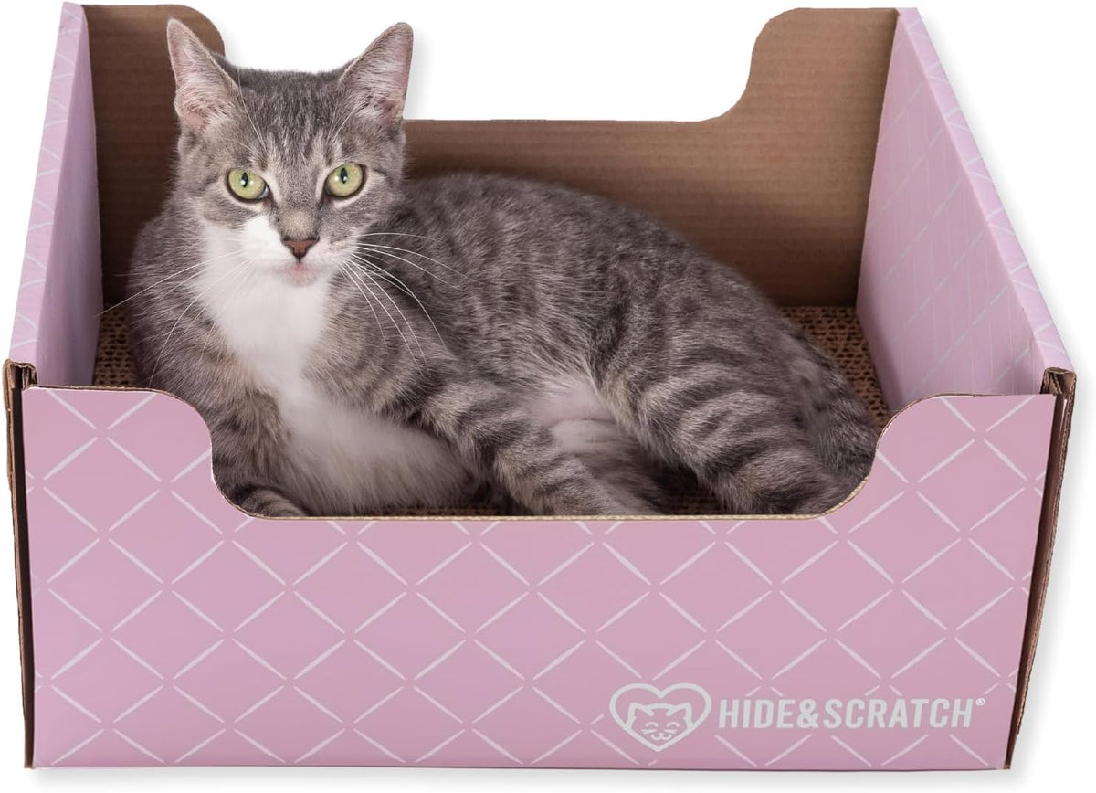 Cardboard Cat Scratcher Box & Bed Light Pink Diamond Pad