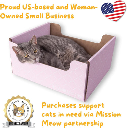 Cardboard Cat Scratcher Box & Bed Light Pink Diamond Pad