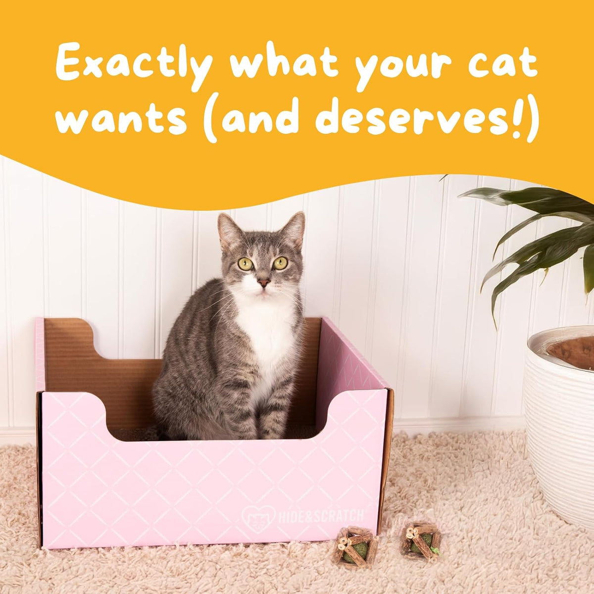 Cardboard Cat Scratcher Box & Bed Light Pink Diamond Pad