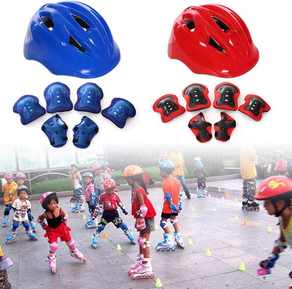 Kids Cycle Helmet for Boys & Girls,7Pcs/Set Roller Skateboard Ski Adjustable PVC Breathable Helmet Arm Sleeve Knee Protector Kit for Skating Pink One Size