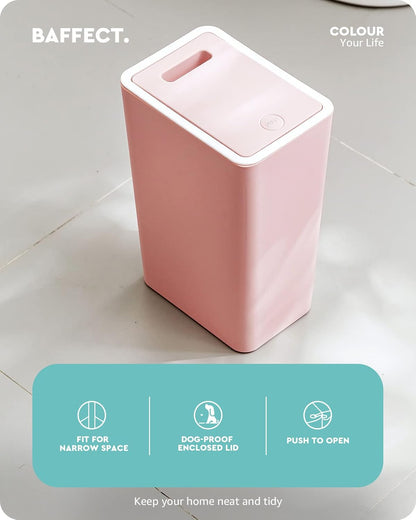 Small Pink Trash Can with Lid for Bathroom, Dorm (2.1 Gal, Plastic)