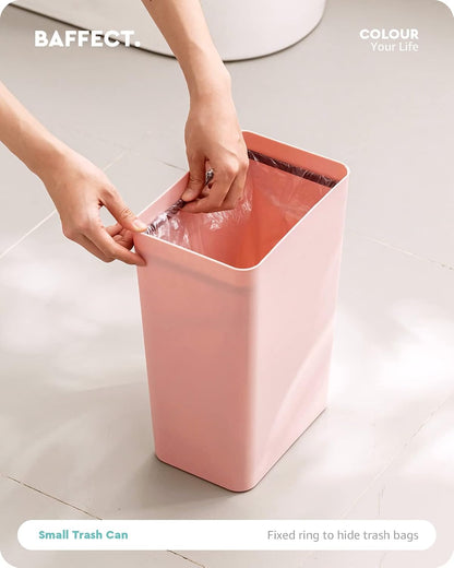 Small Pink Trash Can with Lid for Bathroom, Dorm (2.1 Gal, Plastic)