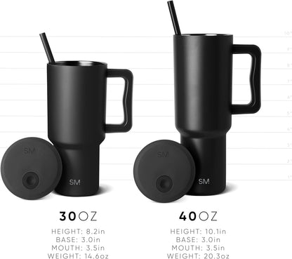 40 oz Trek Tumbler with Handle and Straw Lid | Cup Holder Friendly Insulated Stainless Steel Travel Mug | Blush