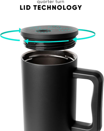 40 oz Trek Tumbler with Handle and Straw Lid | Cup Holder Friendly Insulated Stainless Steel Travel Mug | Blush