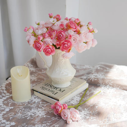 18 Pcs Ranunculus Artificial Flowers Peach Faux Ranunculus Flowers Mini Real Touch Pink Ranunculus Flowers for Wedding DIY Bouquets Home Decor Arrangements