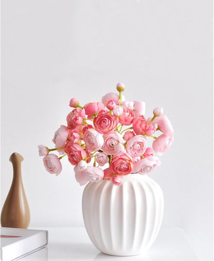 18 Pcs Ranunculus Artificial Flowers Peach Faux Ranunculus Flowers Mini Real Touch Pink Ranunculus Flowers for Wedding DIY Bouquets Home Decor Arrangements