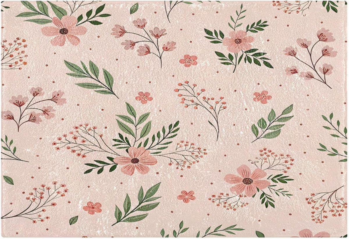Elegant Flowers Pink Bathroom Mat Rug 24" x 16" Non Slip Super Absorbent Quick Dry Bath Mats for Bathtub Fluffy Rugs