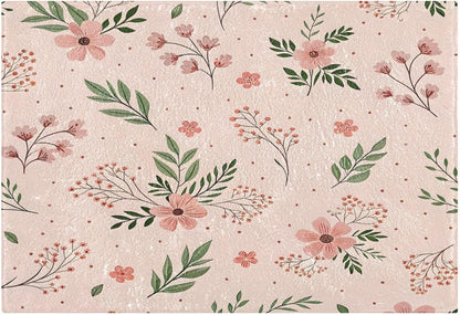 Elegant Flowers Pink Bathroom Mat Rug 24" x 16" Non Slip Super Absorbent Quick Dry Bath Mats for Bathtub Fluffy Rugs