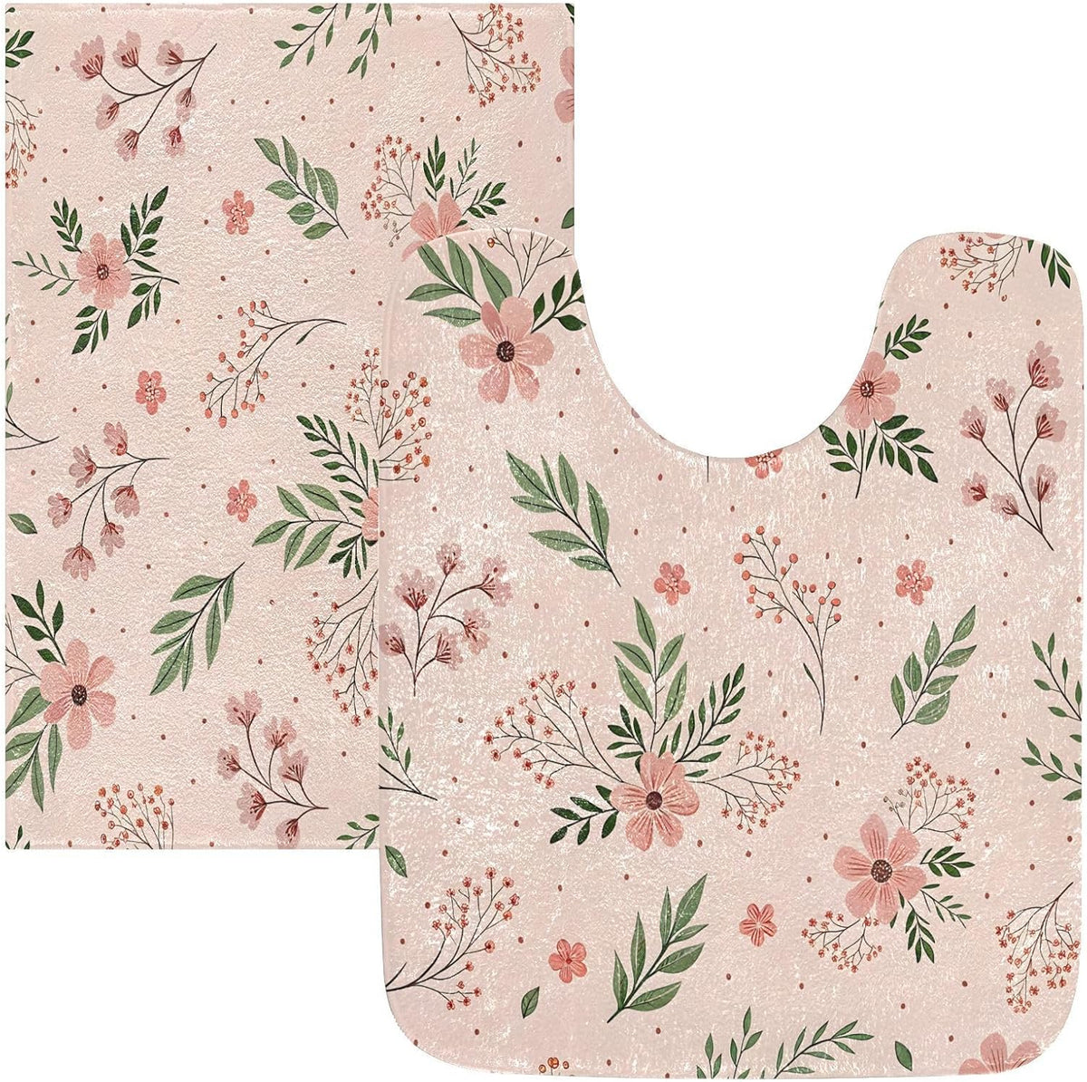 Elegant Flowers Pink Bathroom Mat Rug 24" x 16" Non Slip Super Absorbent Quick Dry Bath Mats for Bathtub Fluffy Rugs