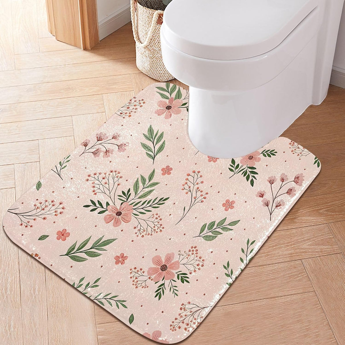 Elegant Flowers Pink Bathroom Mat Rug 24" x 16" Non Slip Super Absorbent Quick Dry Bath Mats for Bathtub Fluffy Rugs