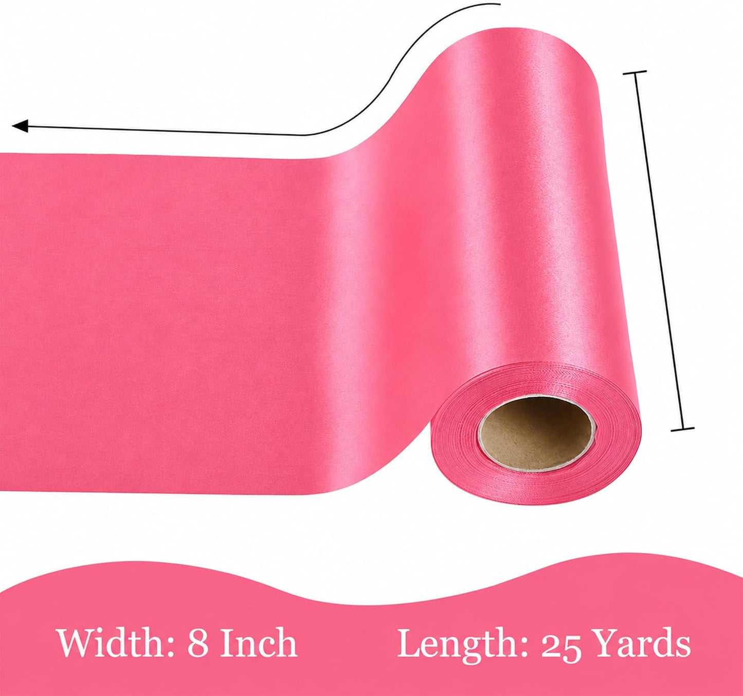 Wide Peach Pink Satin Ribbon 8 Inch x 25Yards Large Ribbon for Cutting Ceremony Grand Opening Chair Sash Table Large Bows Wedding Party Decoration