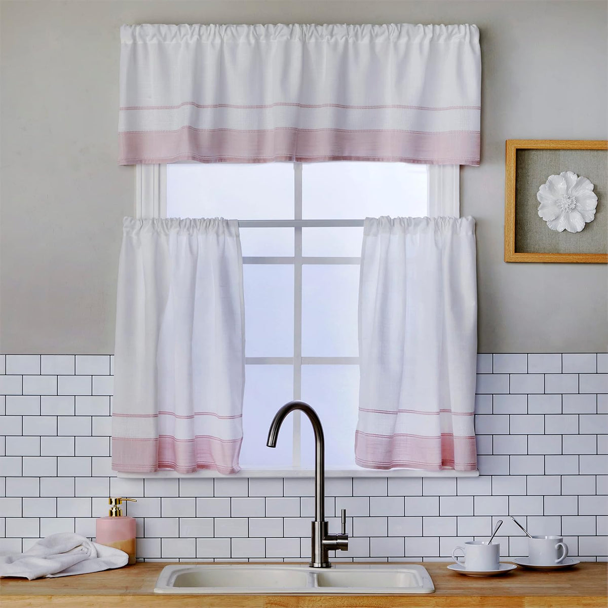 SKL Home by Saturday Knight Carrick Stripe Valance, 56" x 13", Pink