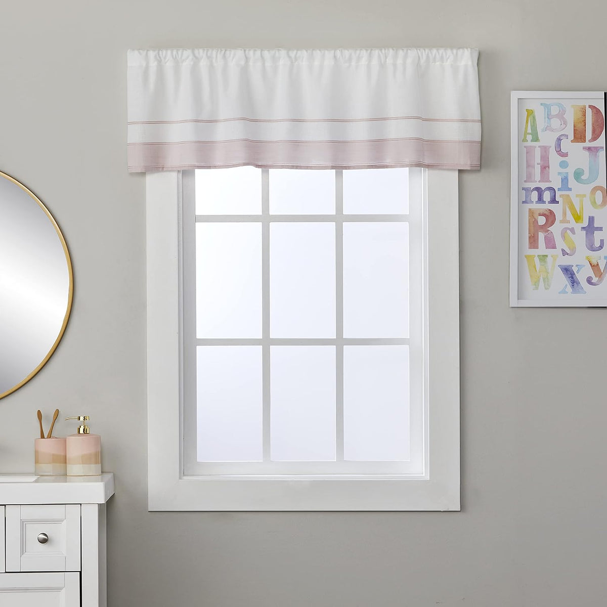 SKL Home by Saturday Knight Carrick Stripe Valance, 56" x 13", Pink