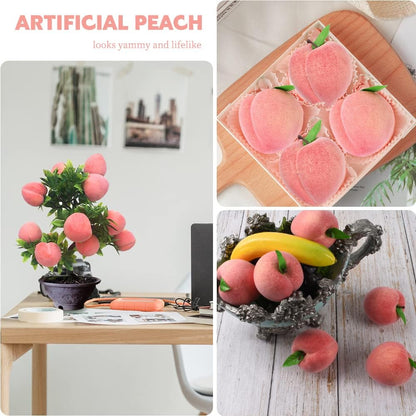 Artificial Peach Simulation Pink Peach Fake Fruit Lifelike Large Fake Peach Model Home House Kitchen Party Decoration Desk Ornament (6pcs)