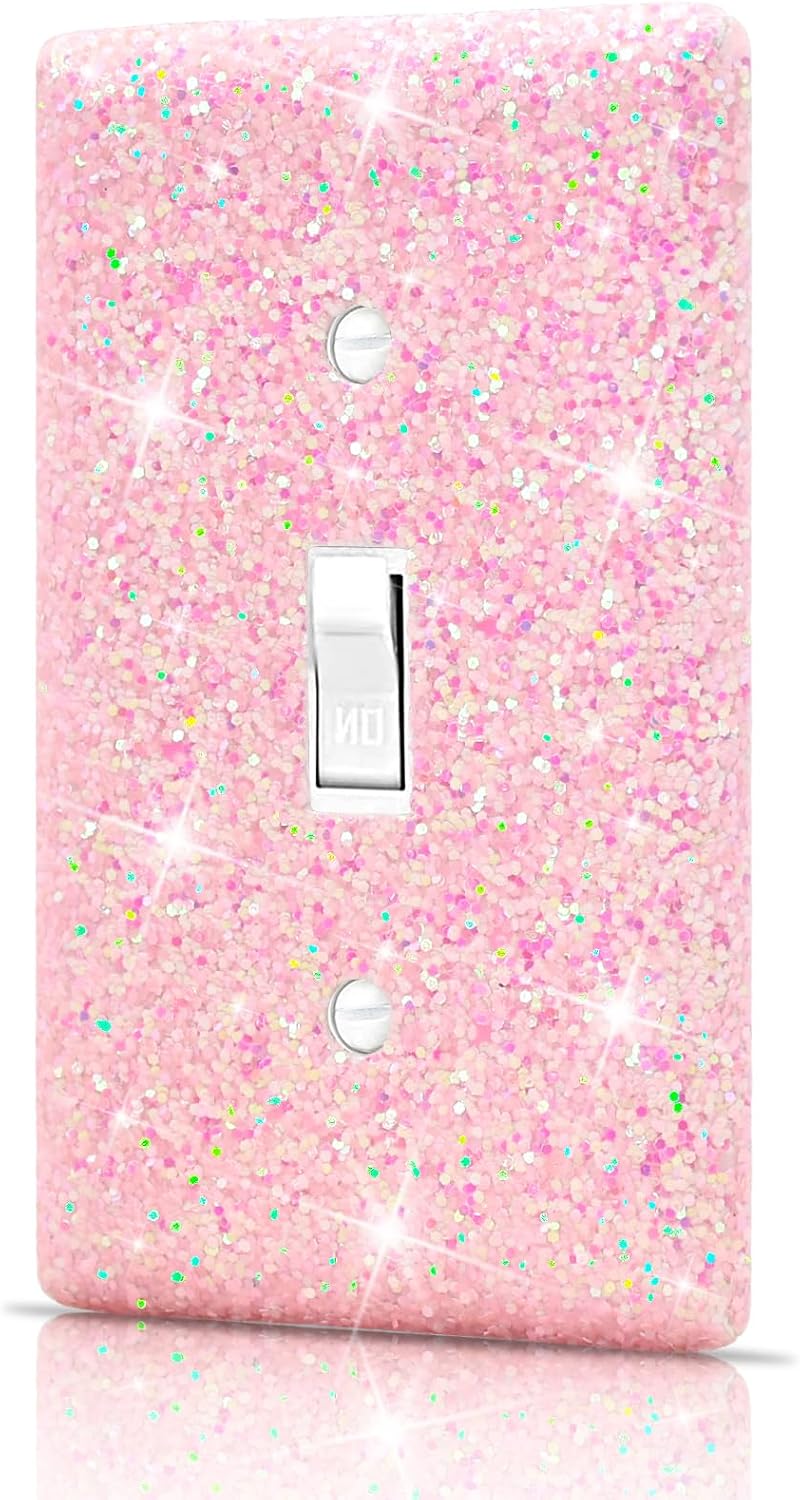 Wall Plates Light Switch Cover Decorative Outlet Covers, Shiny Glitter Bling Wall Plate Cover Wall Plate Single Gang Toggle for Kitchen Bedroom Living Room Home Decor