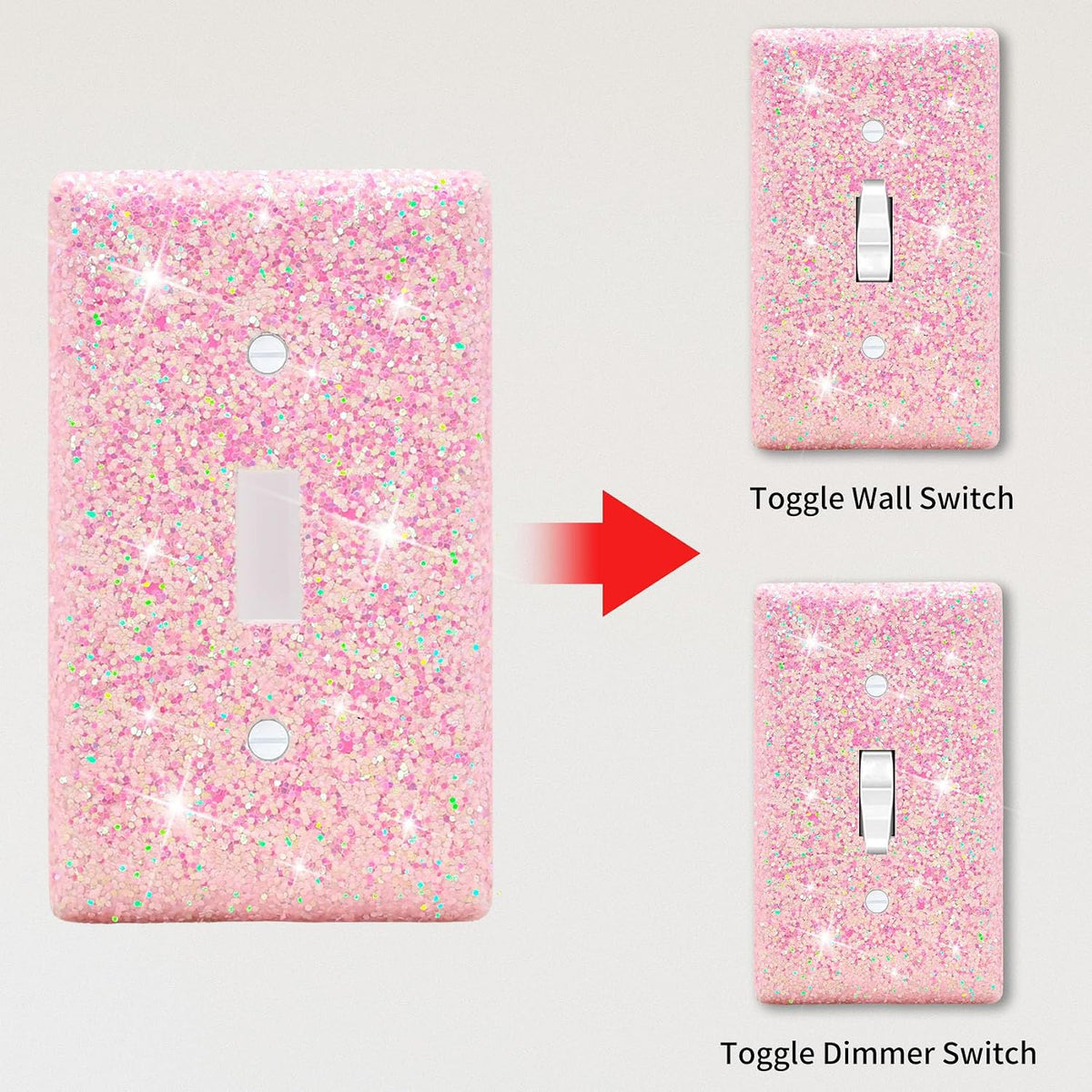 Wall Plates Light Switch Cover Decorative Outlet Covers, Shiny Glitter Bling Wall Plate Cover Wall Plate Single Gang Toggle for Kitchen Bedroom Living Room Home Decor